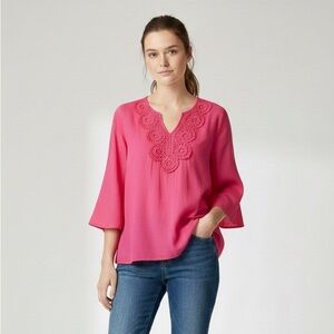 Counterparts Fuchsia Embroidered Top